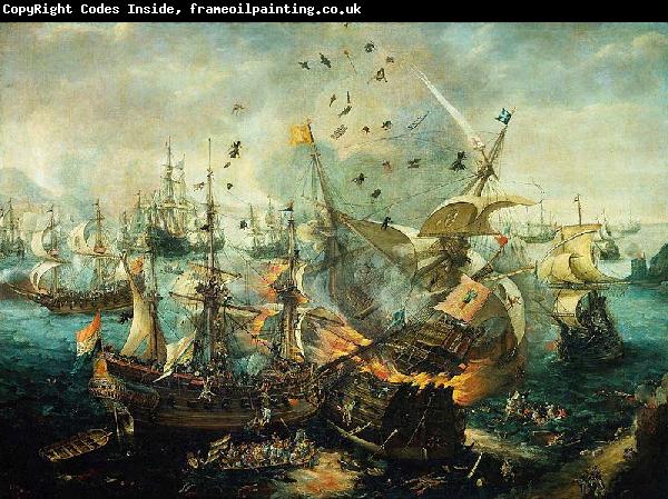 Cornelis Claesz. van Wieringen The explosion of the Spanish flagship during the Battle of Gibraltar, 25 April 1607